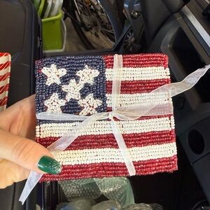 Brand new Beaded American Flag Coasters